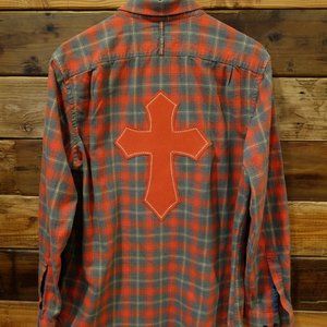 One-of-a-Kind Banana Republic Flannel featuring MadAndie Custom Cross - L